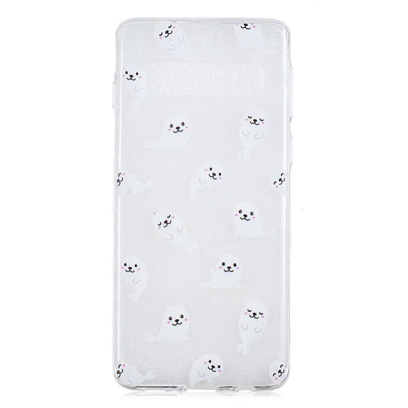 

Soft TPU Cover For Samsung Galaxy S10 Case Coque Transparent Cloud Unicorn penguin Black cat Koala Cactus Mobile Phone Cases