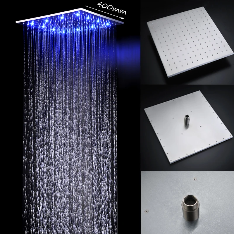 

2018 New Arrivals 16 Inch Water Powered LED Rain Shower Head Bathroom 304 Stainless Steel Faucets / 3 Colors Changing Showerhead