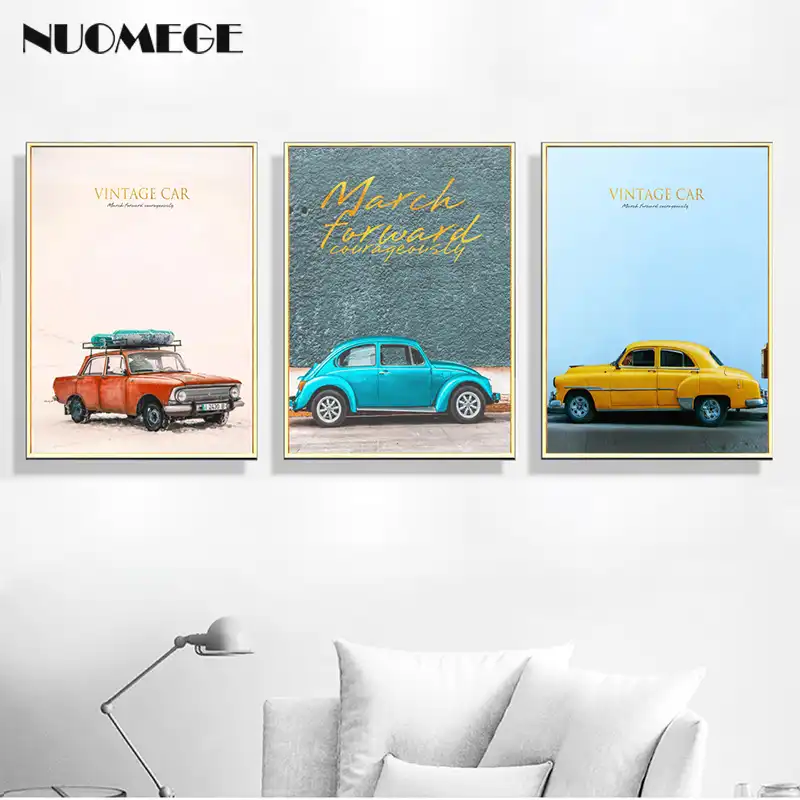 Classic Sports Car on Canvas Oil Painting Posters and Prints Decorations Wall Art Picture Living Room Wall Ready to 24x36 inch,Unframed