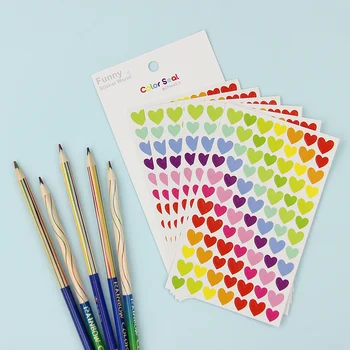 

6 Sheet DIY Cute Kawaii Paper Sticker Photo Album Sticker Love Heart Star Round Circle Rainbow Kids Stationery Diary Stickers
