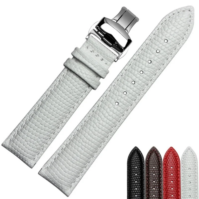 

12mm 14mm 16mm 18mm 20mm Genuine leather watchband High quality Lizard grain with deployment clasp Bracelet