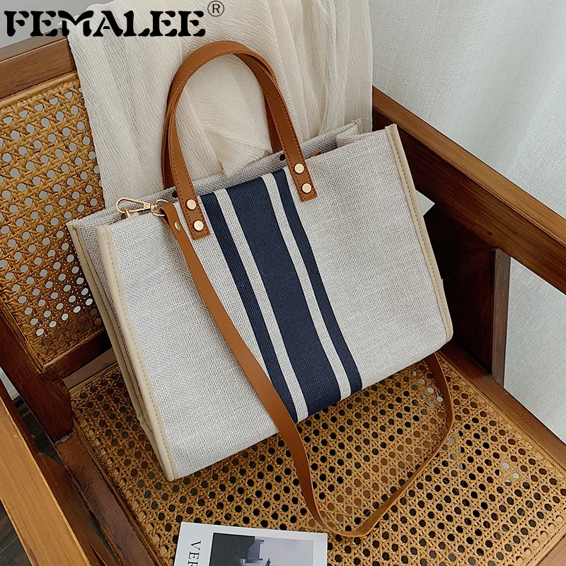 

Japanese design women shoulder bag Large capacity Chain Striped Handbags Canvas Travel Totes Contrast Shopping Bag bolsa feminin