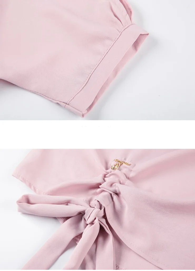 2018 New Arrival Chiffon Blouses Women Shirts Plus Size Beading Tops Female Fashion Short Sleeve O-neck Blusas Femininas  (15)