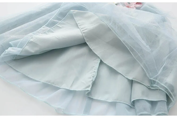 2018 Summer 2-12 Years Children Birthday Solid Color Flower Decoration Princess Elegant Sleeveless Kids Girl Party Dress (16)