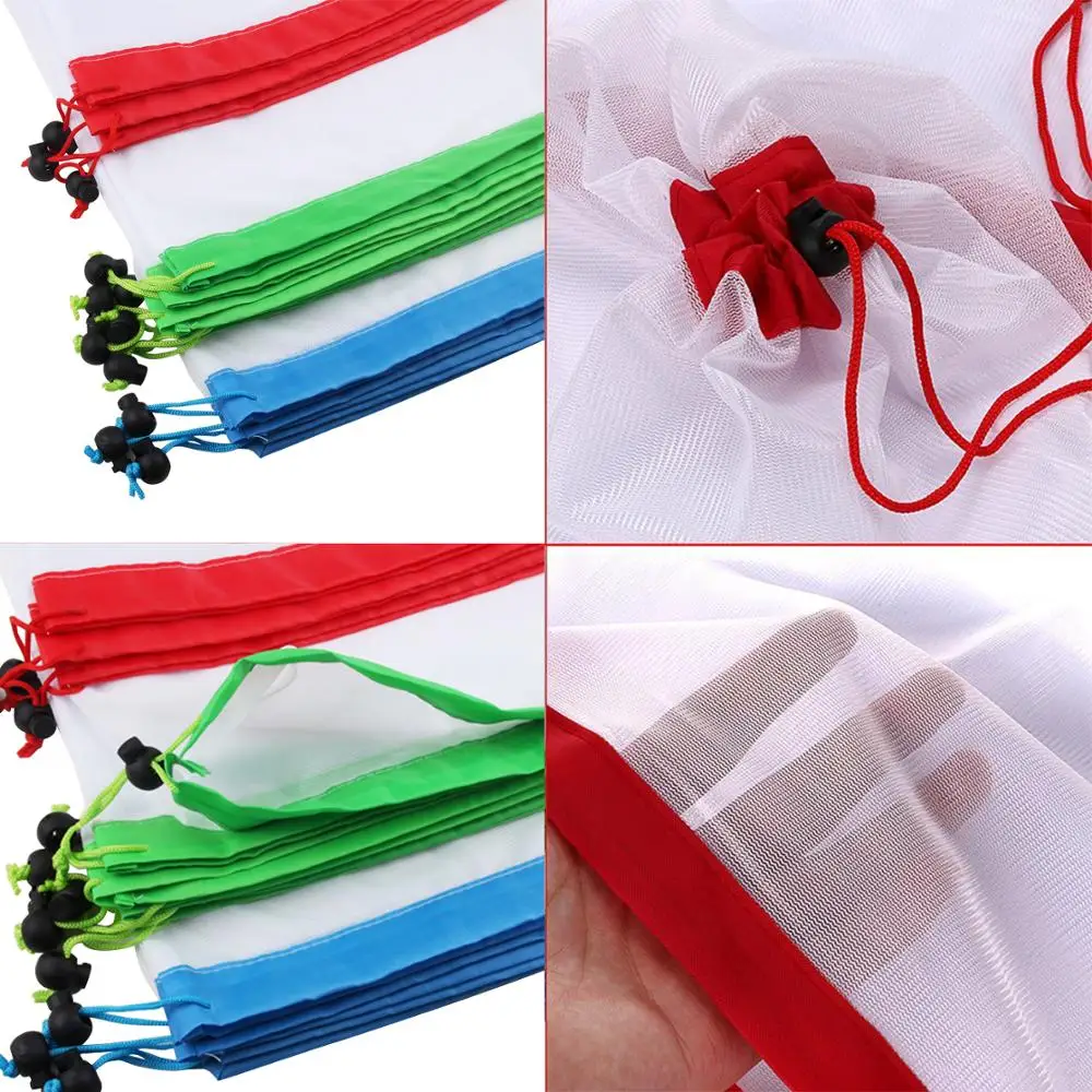 12pcs Reusable Mesh Produce Bags 3 Size Lightweight Washable and See Through Mesh Shopping Merchandise Bags with Drawstring Bags 12pcs Reusable Mesh Produce Bags 3 Size Lightweight Washable and See Through Mesh Shopping Merchandise Bags with Drawstring Bags