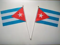 Оптовая продажа рука волна баннеры Куба вентилятор небольшие национальные флаги полиэстер материалов с полюса 14*21 см