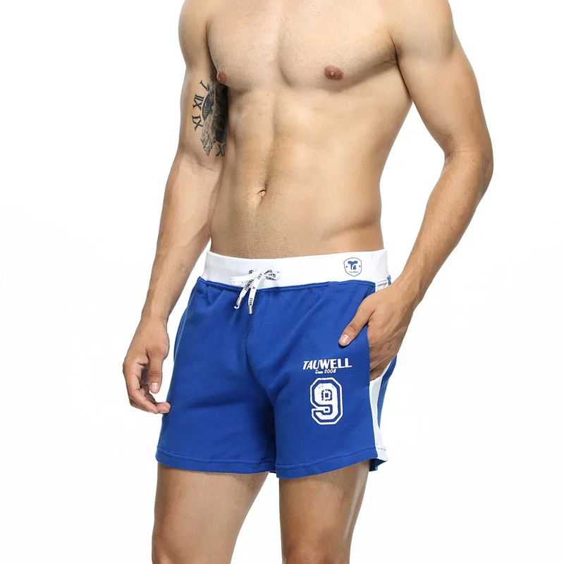 Летние для мужчин повседневные шорты хлопок штаны для пробежек теннисные шорты Бадминтон Спорт Фитнес Короткие треники короткие низ - Цвет: Синий