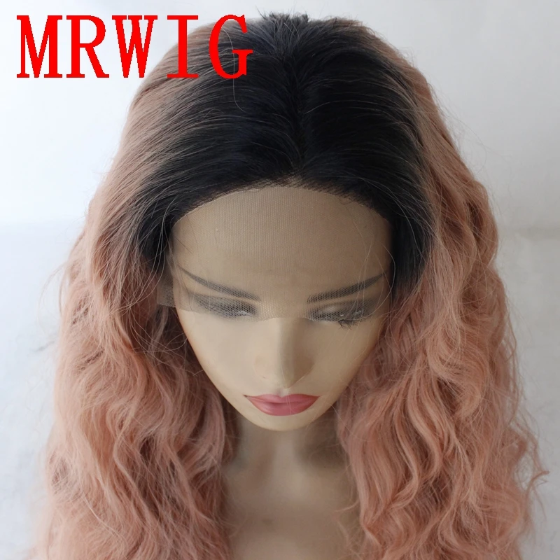 MRWIG 16in короткий Боб вьющиеся реальные pic 10in-16in 1b #/темно-розовый синтетические волосы на кружеве парик жаропрочных волокно