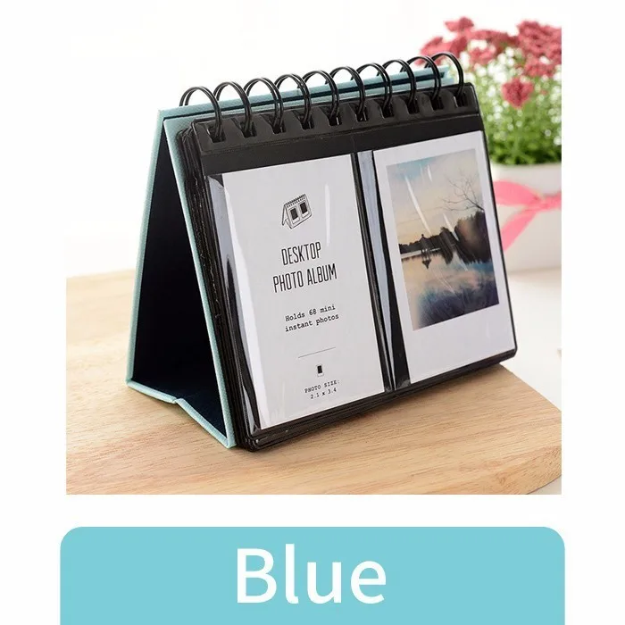 68 Pockets Polyester Instant Photo Album Picture Case for Fujifilm Instax Mini Film for credit card size book - Цвет: Sky Blue