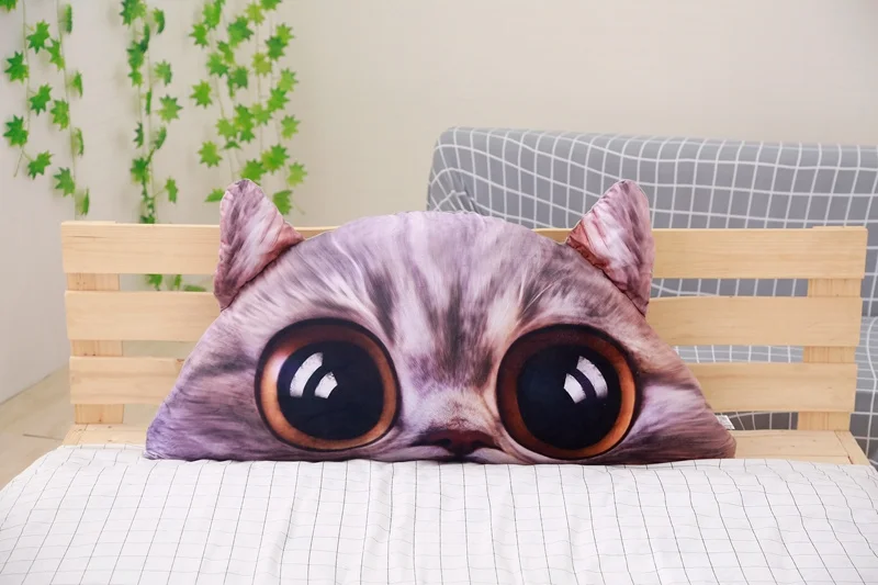 1pc Cute Bigeye Cat Bed Triangular Backrest Pillow Big Back Support Pillow Bedside Lumbar Chair/Cushion Lounger Reading Pillow