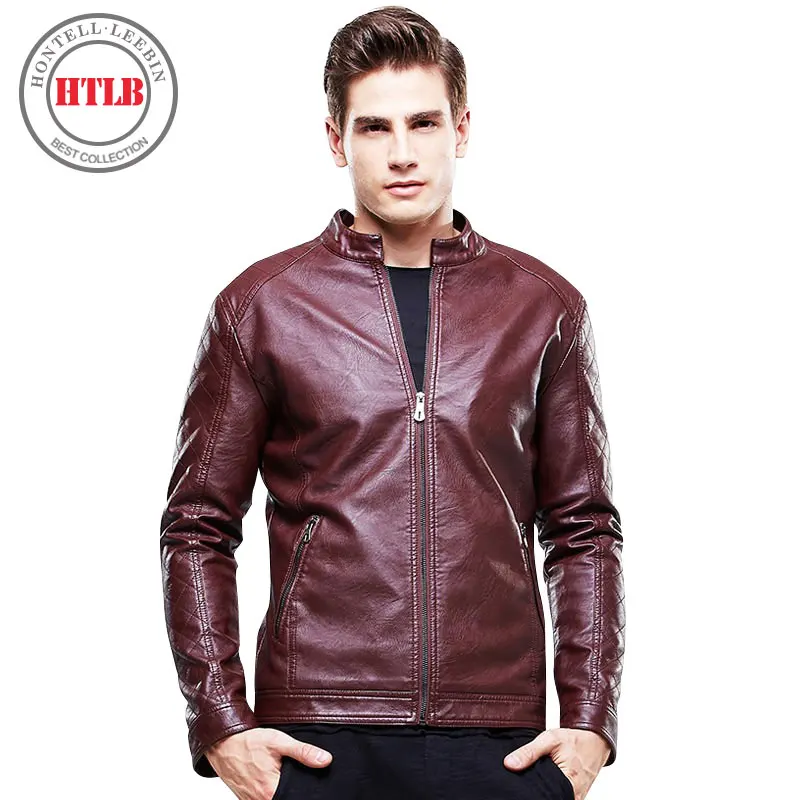 

Men's Jacket Spring Autumn motorcycle leather jackets men jaqueta de couro masculina top quality leather coat 8602