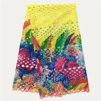 

Free shipping! New Multi Color Milk Silk Guipure Cord Lace Wholesale African Water Soluble Lace Fabric 5Yards/Lot WS1376