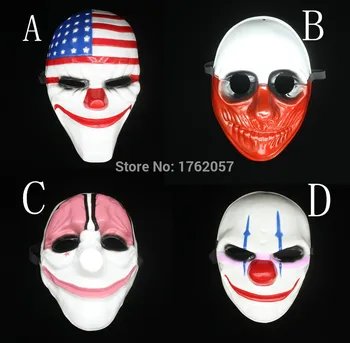 

4pcs Payday 2 Mask Dallas mask/Wolf/Chains/Hoxton cosplay halloween horror clown mask payday masqueradeCarnaval Costume men