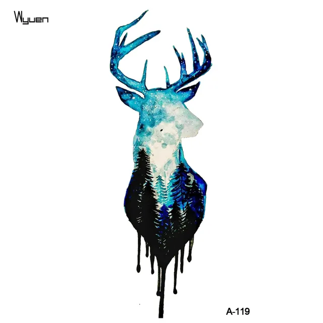 wyuen watercolor deer temporary fake tattoo body art wyuen watercolor deer temporary fake tattoo body art