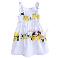 Pettigirl Fashionable Retail Lemon Print Strap Girls Dress Square Collar Baby Girl Clothes For Children GD90423-757F