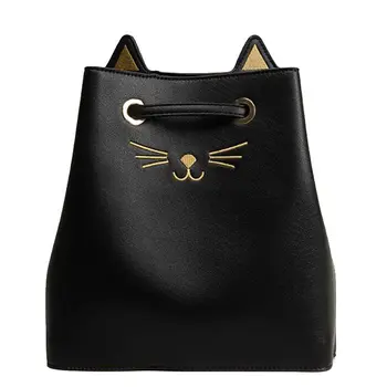 

Harajuku Style Eyes Sailor Moon New Large Capacity PU Cute CAT Pattern Cross-body Bags String-drawn Single Shoulder Bag