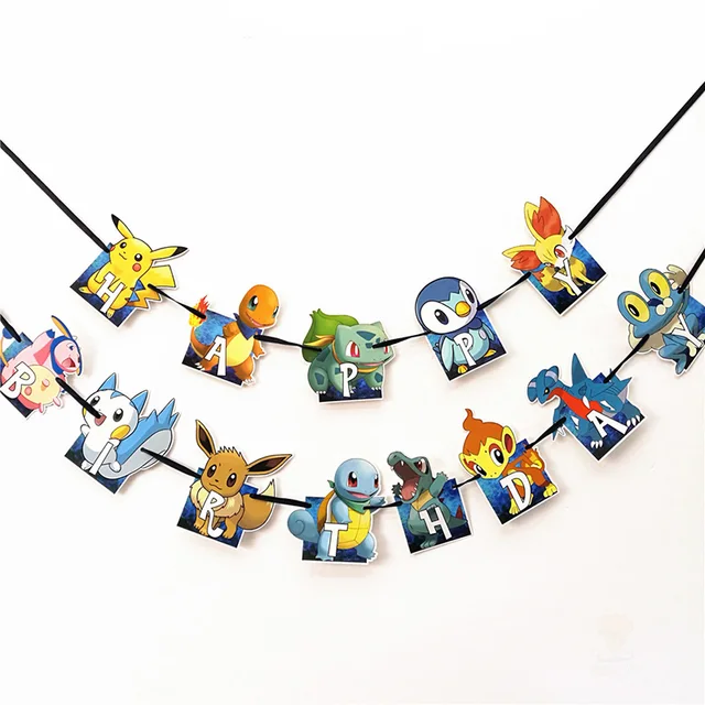 pokemon party bunting banner pikachu happy birthday flag banners kid