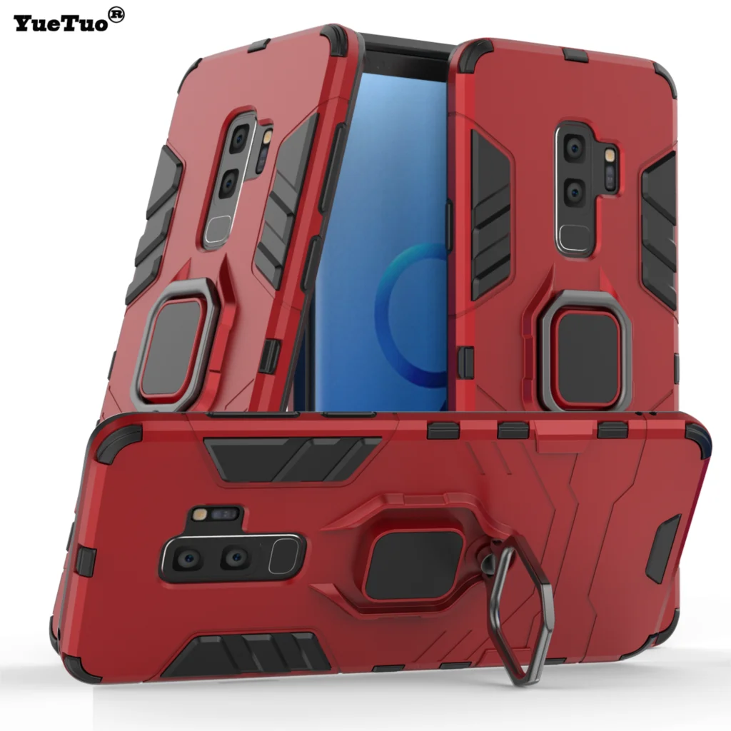 

YueTuo finger ring armor case for samsung galaxy s9 plus s9plus S 9 luxury original stand car holder phone Hard back cover coque