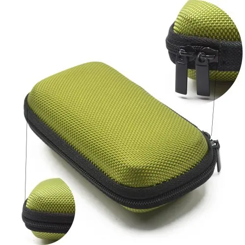 

Green Rectangle Shaped Hard Earphone Headset EVA Case for MP3/MP4 Bluetooth Earphone Earbuds with Mesh Pocket Zipper Enclosure