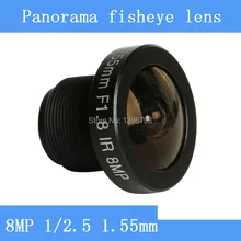 8MP 1/2.5 HD 1.55mm CCTV lenses fisheye panoramic surveillance camera 185 degrees wide-angle infrared lens M12 lens thread