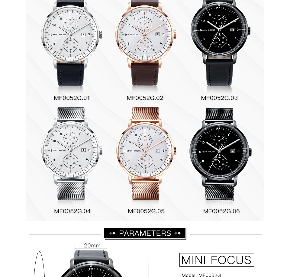 MINIFOCUS наручные часы для мужчин лучший бренд класса люкс известный мужской часы кварцевые часы наручные кварцевые часы Relogio Masculino MF0052G. 01