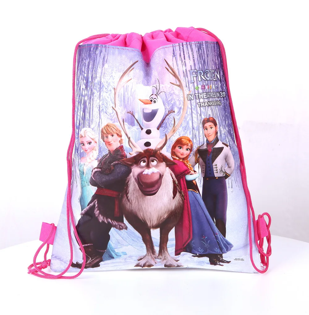

1pcs Disney Frozen Bag Theme Freezing Anna Elsa Snow Queen Movie Non-woven Drawstring Bags School Bag Shopping Bag