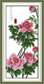 

Red flowers DMC Cross Stitch Diy Needlework 14CT 11CT Counted Free Cross Stitch Kits for Embroidery A Cross Crafts Hobby
