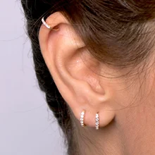 Крошечный Циркон Кристалл обруч серьги 925 пробы серебро деликатная для женщин Свадебная вечеринка Ювелирные серьги в подарок для мамы