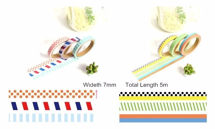 18 шт./лот 7 мм Тонкий Васи клейкие ленты пакет маскировки Стикеры для альбом записная книжка Скрапбукинг Deco ленты Zakka канцелярские F872