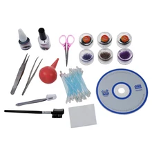 17 для посадки/расширения DIY накладных ресниц 12 мм, 10 мм, 8 мм, коричневый, черный, синий+ Tijera+ клей для удаления+ Ниппер прямой, кривой