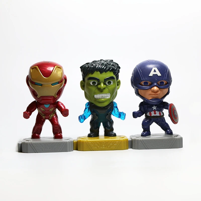 

10cm pvc anime super hero captain american iron man hulk figure action toy cartoon figure medol doll hobby Collection decoration