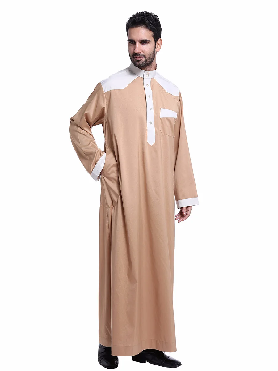 Арабские накидки и таубы мусульманские мужчины одежды арабский Тауб Thawb кафтан Саудовская thobe для Мужская мусульманская одежда мужчины Дубай турецкий кафтан - Цвет: Camel