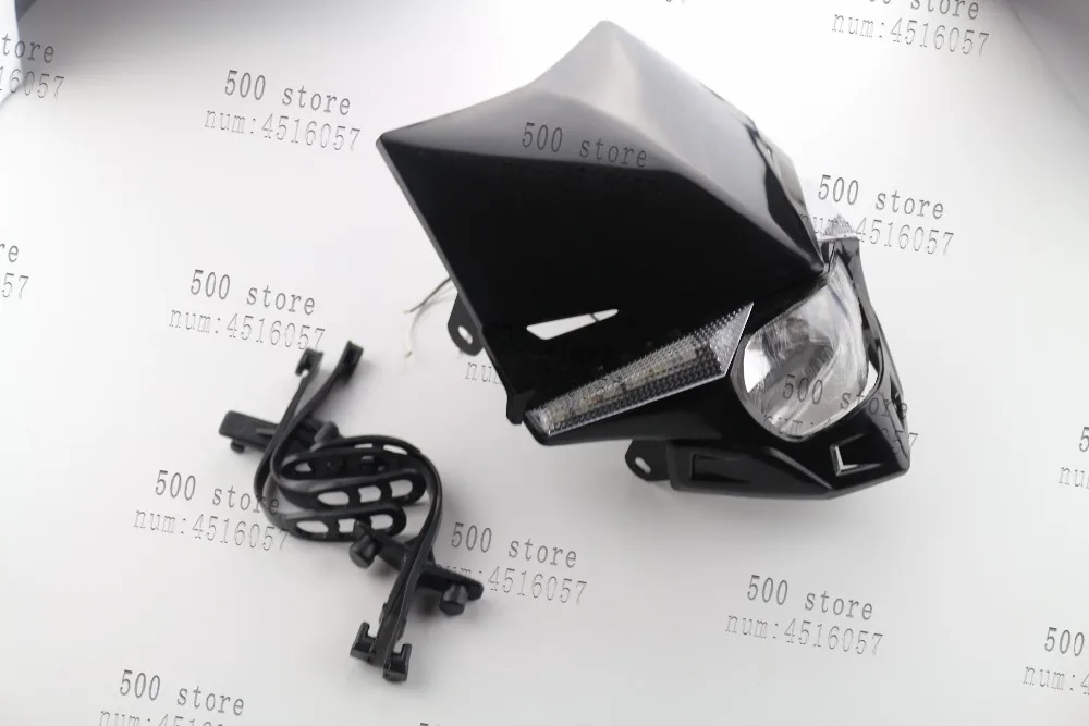 

good quality Motorcycle Headlight Enduro MX Racing Motocross Vision Front Light Street Fighter Headlamp black Head Light