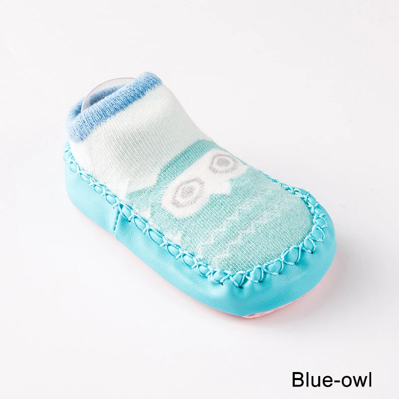 REAKIDS/носки для малышей милые носки для новорожденных с героями мультфильмов зимние нескользящие носки для маленьких мальчиков и девочек с изображением лисы - Цвет: Blue Owl