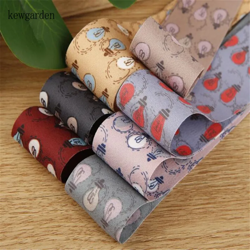 

Kewgarden 1.5" 1" 25 38mm Printed Color Bulb Polyester Satin Ribbon DIY Brooch Hairbow Accessories Webbing Handmade Tape 10Yards