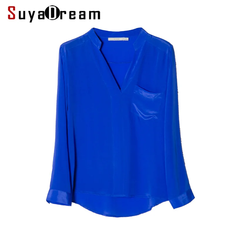 

REAL SILK Women T SHIRT Deep V neck Solid Top shirt 100% Natural silk casual Top Blusas femininas 2019 New Red White