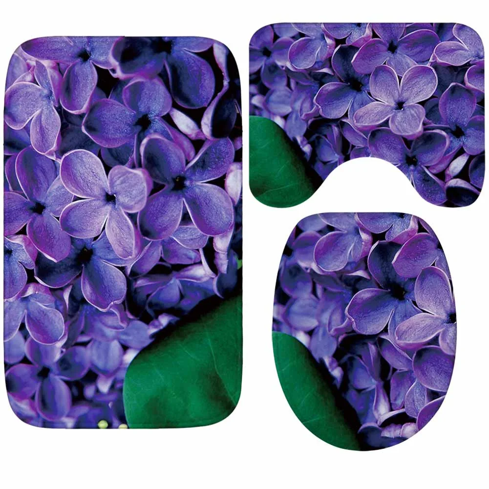 

Four Leaves Pattern 3pcs Bathroom Rugs And Mats Set Anti-slip Floor Rugs Toilet Bath Mats Washable Bathroom Carpets Foot Pad