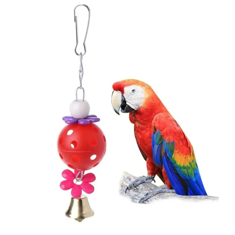 Pet Bites Parrot Bird Climb Chew Toys Bell Swing Cage Hanging Cockatiel Parakeet 