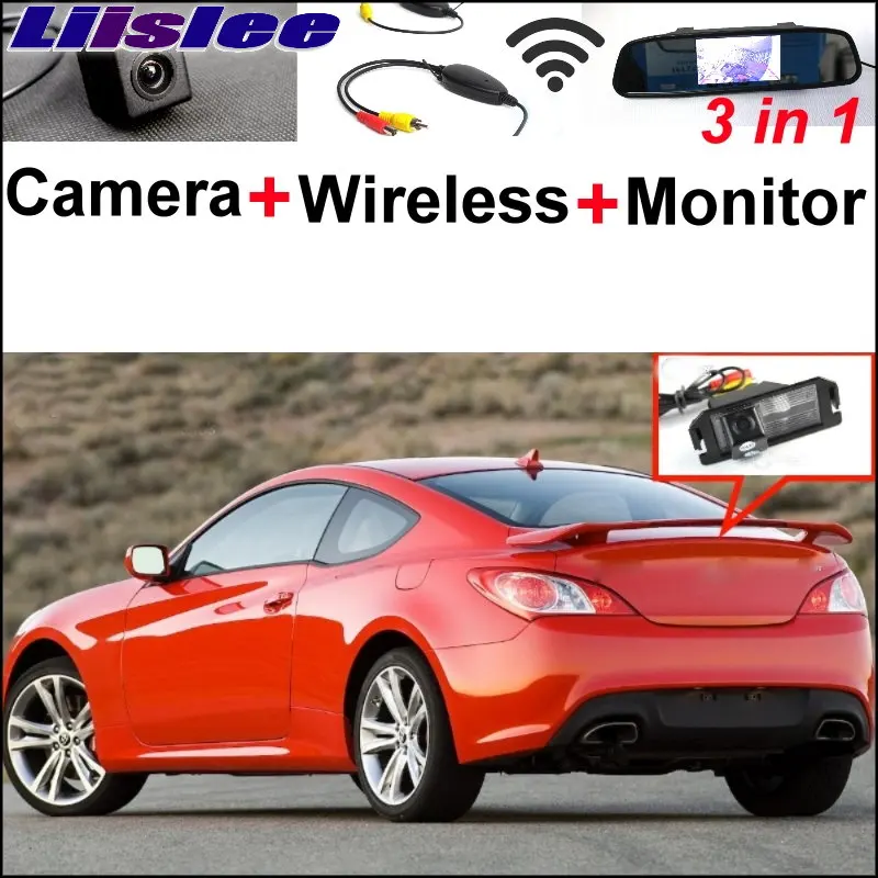 Liislee 3 in1 Special Rear View Camera Wireless Receiver + Mirror Monitor Easy Back Parking System For Hyundai Genesis 2008~2013