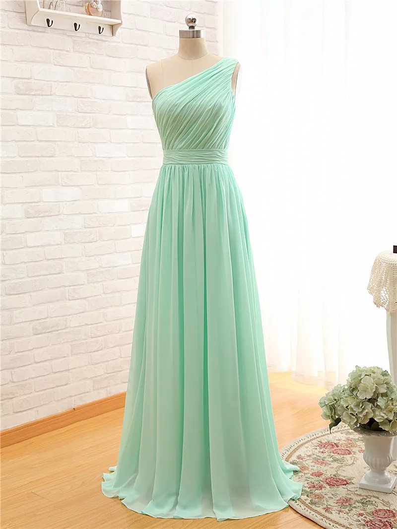 One Strap Long Bridesmaid Dress Mint 
