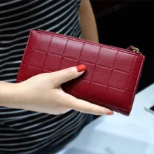 font b Women b font Leather Purse Plaid font b Wallets b font Long Ladies
