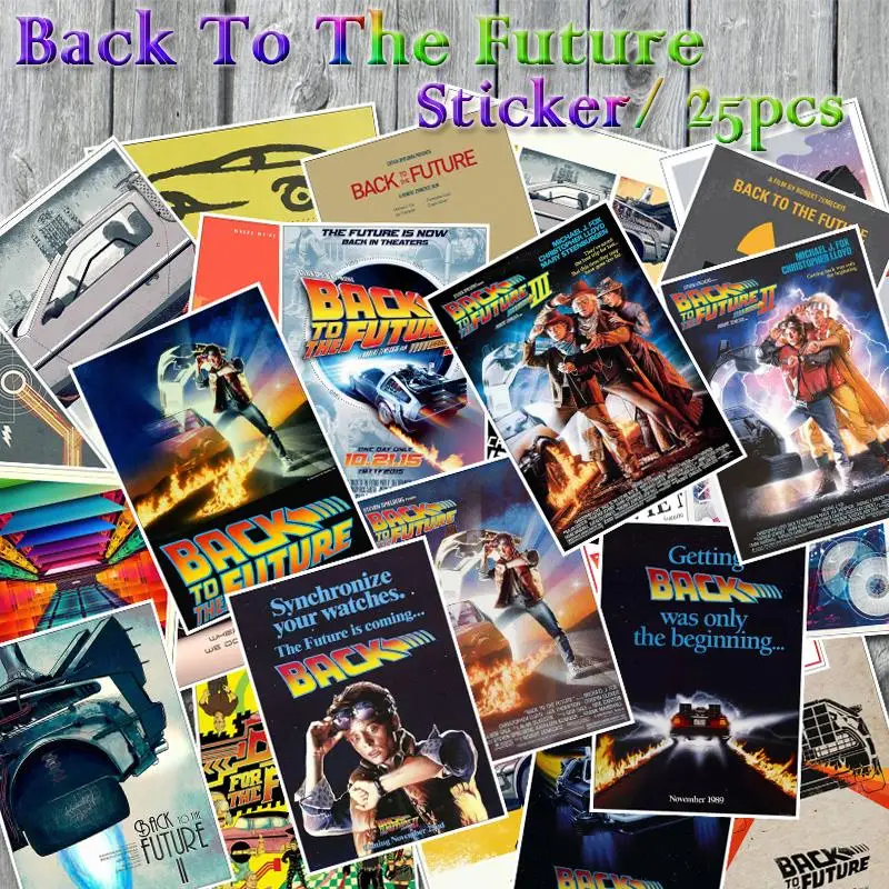 25pcs Movie Sticker Back To The Future Stickers for Skateboard/Laptop/Snowboard/Fridge/Surf Waterproof PVC Vinyl Decal Patterns