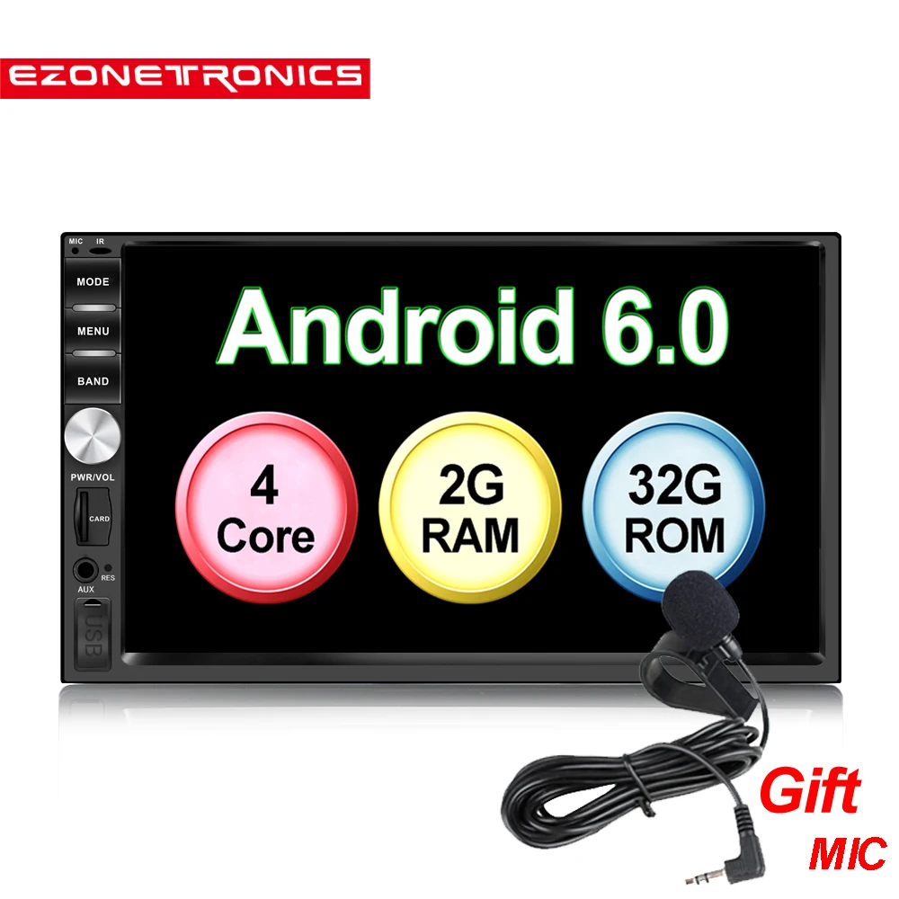 Sale 7" Android 6.0 Quad Core 2G+32G Universal Double 2Din Car Audio Stereo Bluetooth GPS Audio Navigation Radio Kits Car Multimedia 0