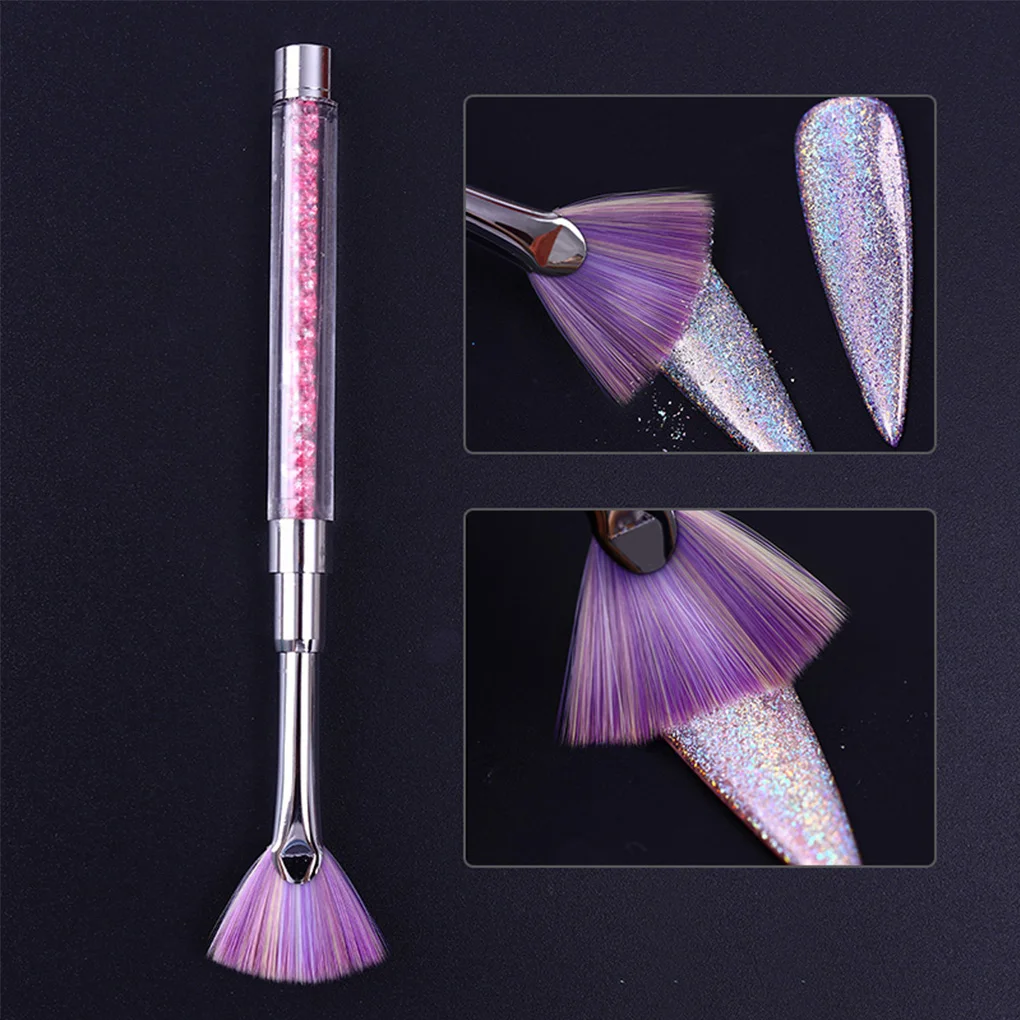 

Rhinestone Handle Fan Shape Nail Brush Gradient Dust Glitter Powder Remover Nail Art Drawing Pen Painting Manicure Tools