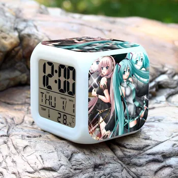 

Anime Hatsune Miku Figure LED Alarm Clock Action Figure Saat Despertador Automatically Glowing Collectible Model Toys Doll AF010