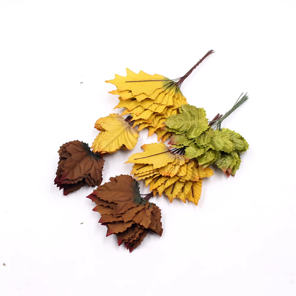 

48Pcs/Lot 4.5-7.5cm Gorgeous Nonwovens Leaves For Wedding Home festival Party Accessories Diy Handmade Wreath Garland Clothing