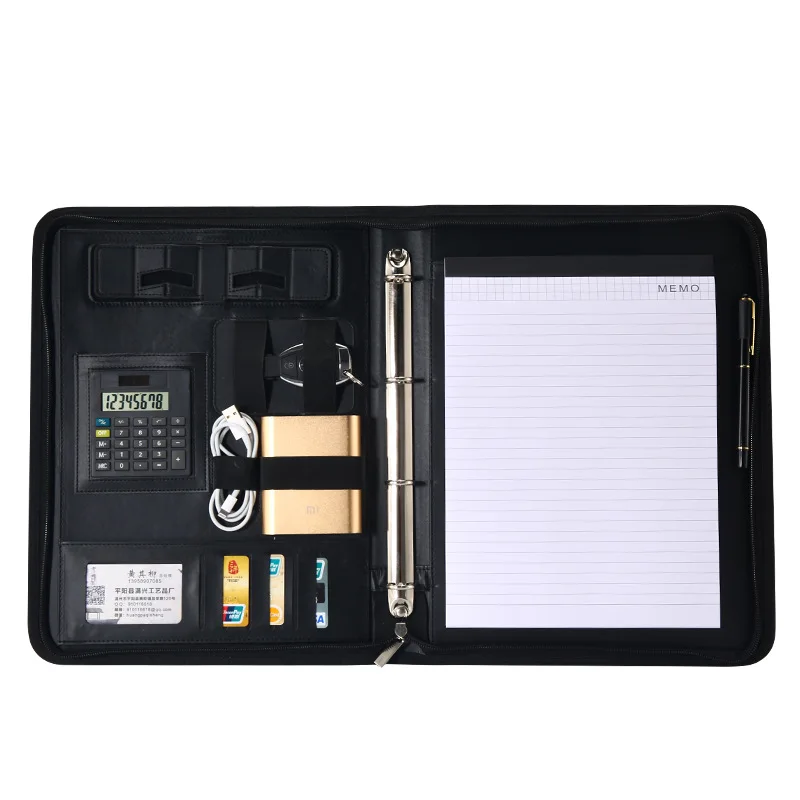 

BERAGHINI Business Men Briefcase Leather Laptop Bag Casual Man Bag HandBag Bolso Hombre with Calculator+notes+board Clip+binder