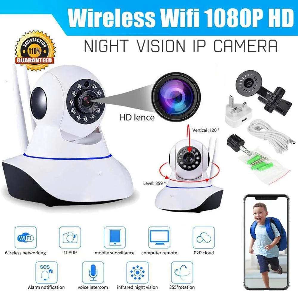 

SOONHUA 1080P HD Wireless Wifi IP Camera IR Security Webcam Baby Monitor 360 Degree Surveillance Camera Home CCTV With EU US UK