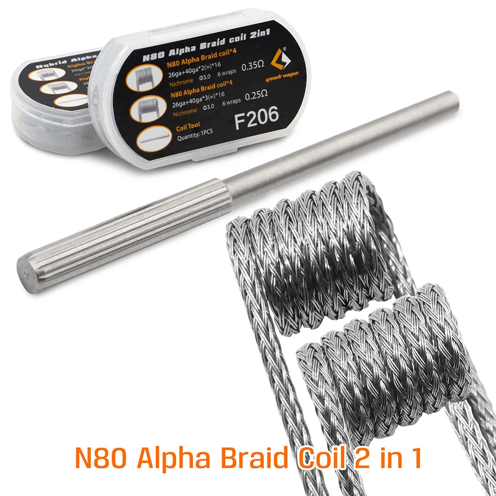 Original Geekvape F205 Hybrid Alpha Braid Coil 2 in 1 vs F206 N80 Alpha Braid Coil for E Cigarette RDA RDTA Atomizer DIY Coils 017
