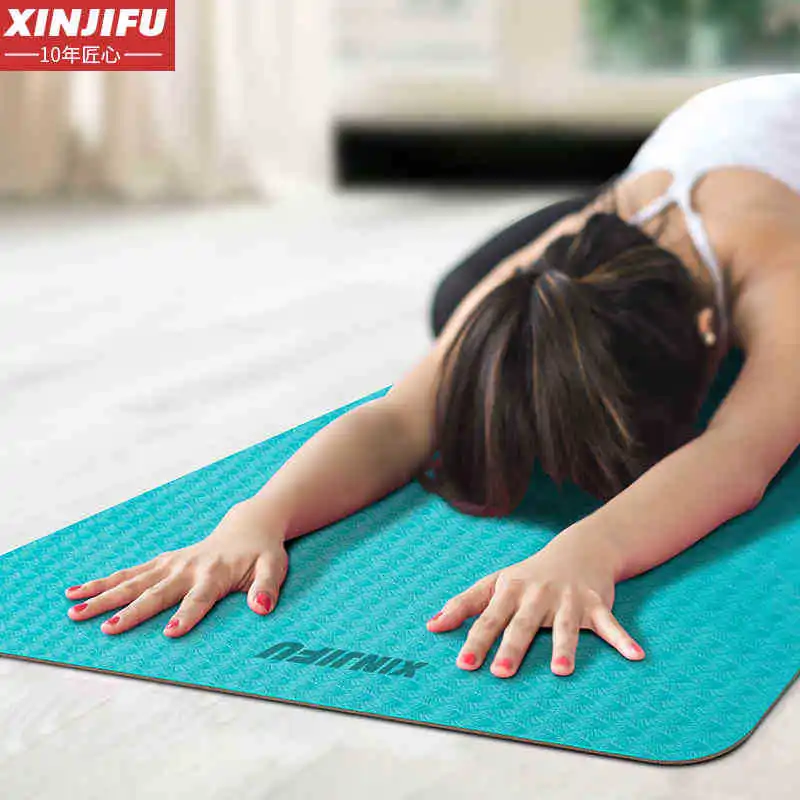 Tpe коврик для йоги апгрейд нескользящий 71 см расширяющийся 6 мм коврик для фитнеса и йоги